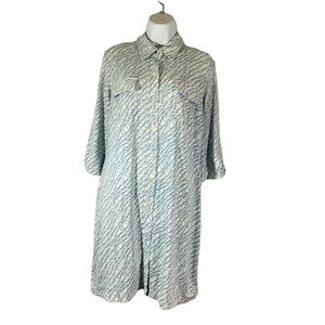 J McLaughlin Shirt Dress Blue White Rope Print Buttoned Half‎ Sleeve Pockets